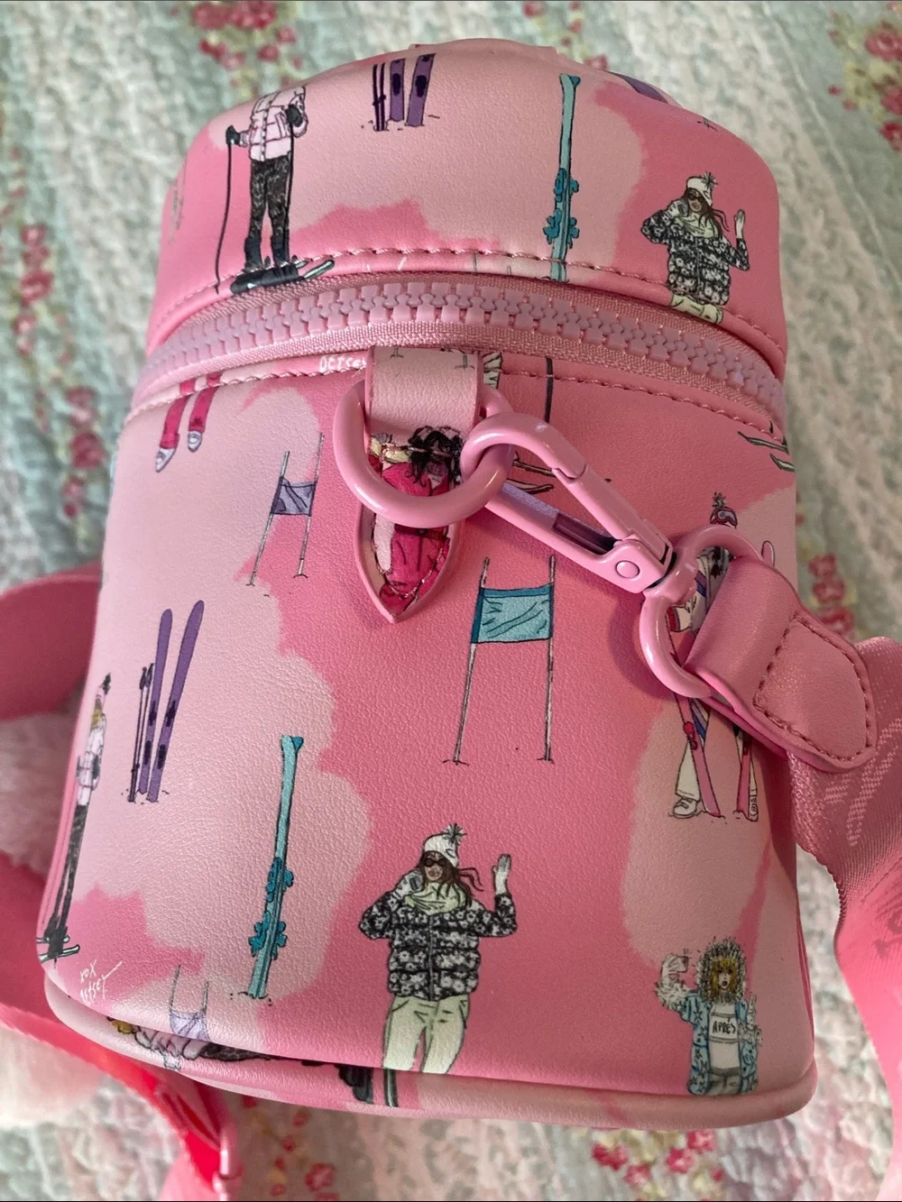 BETSEY JOHNSON Pink Ski Print Vanity Crossbody w/ keychain